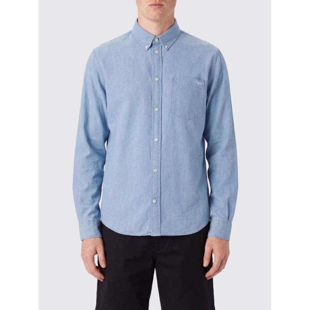 Maison Kitsune Shirt Men Gnawed Blue